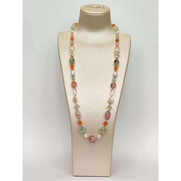 Colier sparkle din cuart multicolor si perle Colier sparkle din cuart multicolor si perle