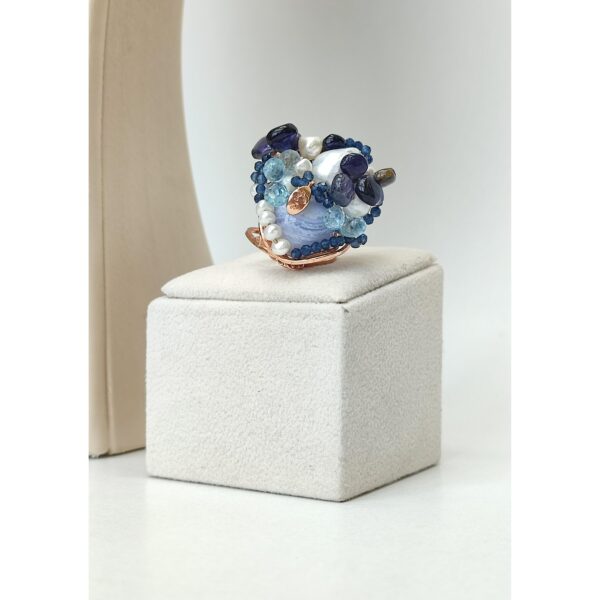 Inel maya din agat calcedonie iolit si perla baroc 1 Inel maya din agat calcedonie iolit si perla baroc 1