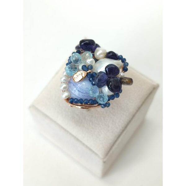 Inel maya din agat calcedonie iolit si perla baroc 3 Inel maya din agat calcedonie iolit si perla baroc 3