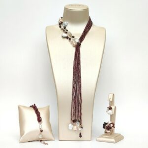 Set baroque din granat si perle de cultura 4