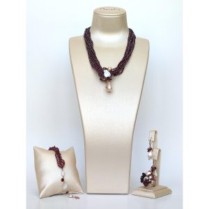 Set desire din granat si perle de cultura 7