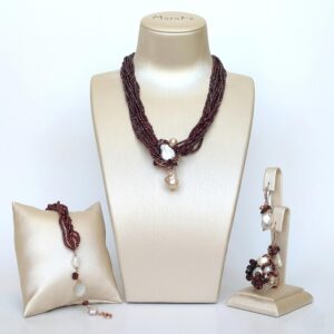 Set desire din granat si perle de cultura 8