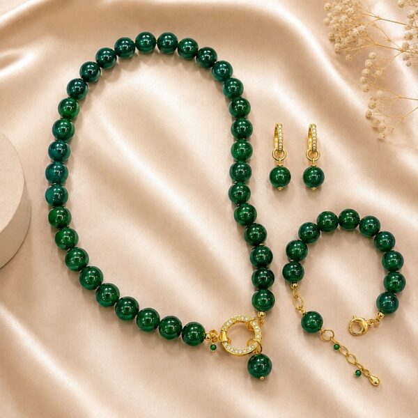 Set harmony din agat verde smarald