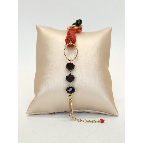 Bratara sharon din coral rosu natural si agat negru 1 Bratara sharon din coral rosu natural si agat negru 1