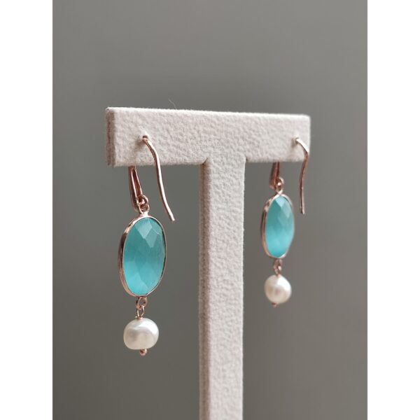 Cercei crown din jad verde acvatic si perle 1 Cercei crown din jad verde acvatic si perle 1