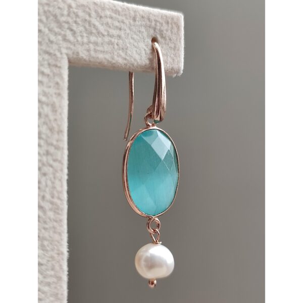 Cercei crown din jad verde acvatic si perle Cercei crown din jad verde acvatic si perle