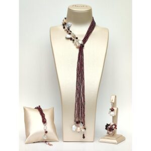 Set baroque din granat si perle de cultura 3