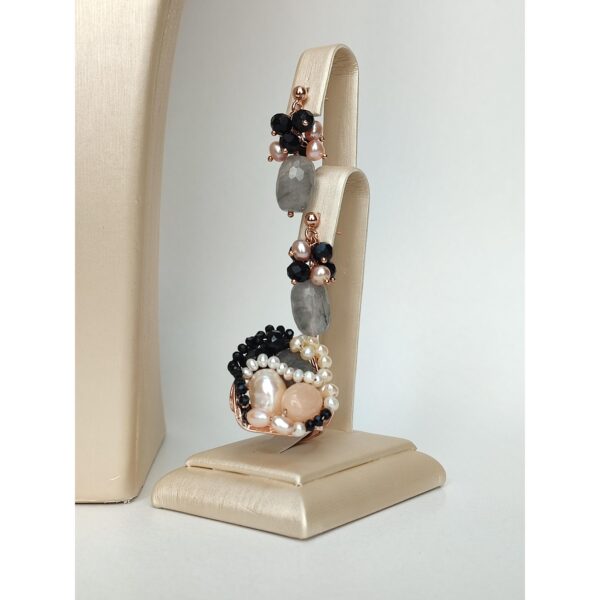 Set glamour din agat negru cuart si perle 1 Set glamour din agat negru cuart si perle 1