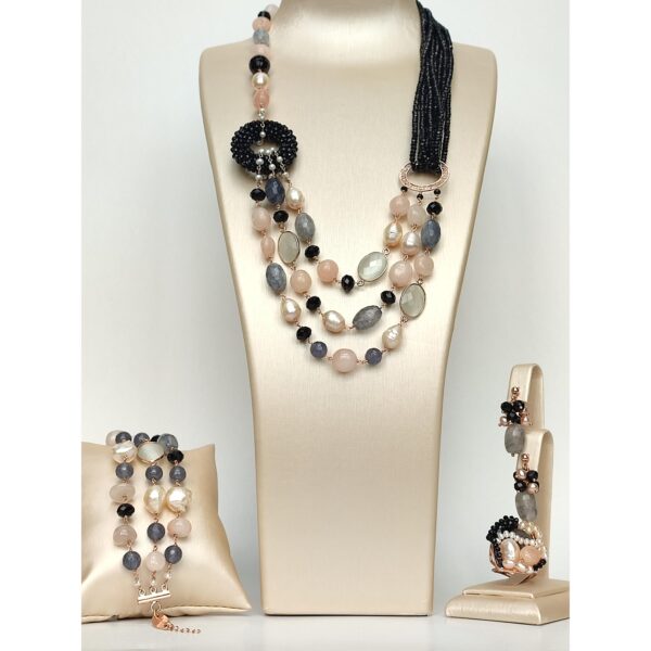 Set glamour din agat negru cuart si perle 3 Set glamour din agat negru cuart si perle 3