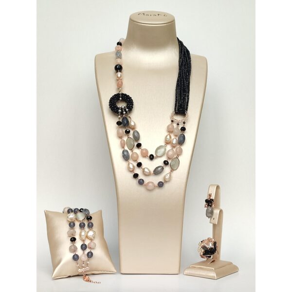 Set glamour din agat negru cuart si perle 4 Set glamour din agat negru cuart si perle 4