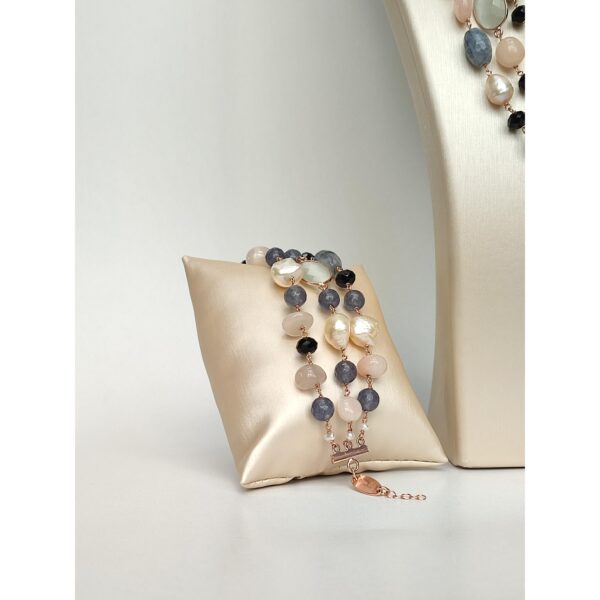 Set glamour din agat negru cuart si perle Set glamour din agat negru cuart si perle