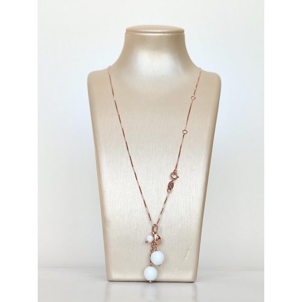 Colier cherry cu pandantiv din agat alb 1 Colier cherry cu pandantiv din agat alb 1