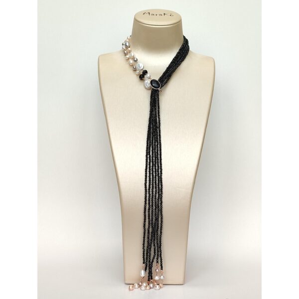 Colier siren din agat negru si perle 2 Colier siren din agat negru si perle 2