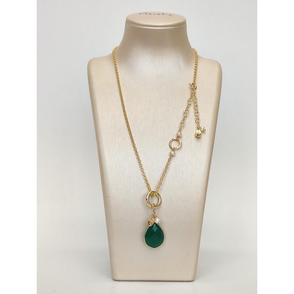 Lantisor fantasy cu pandantiv din agat verde smarald Lantisor fantasy cu pandantiv din agat verde smarald