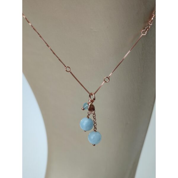 Colier cherry cu pandantiv din acvamarin Colier cherry cu pandantiv din acvamarin