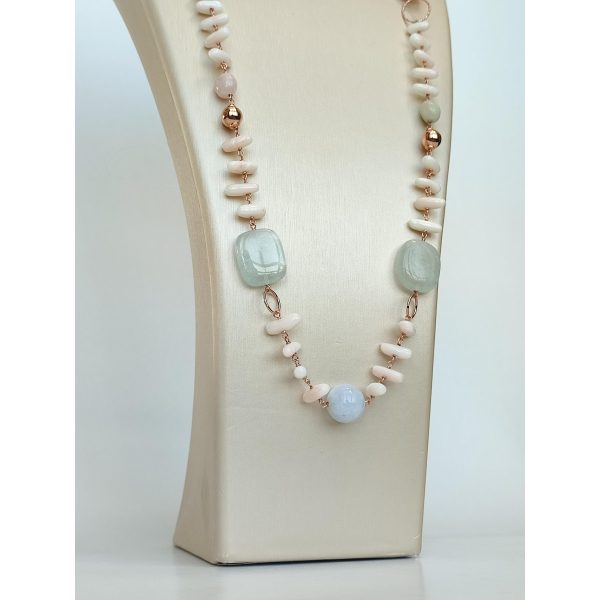 Colier alma din coral roz si acvamarin multicolor 1 Colier alma din coral roz si acvamarin multicolor 1