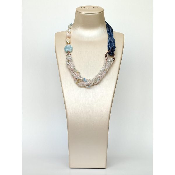 Colier epic din acvamarin agat si perle 1 Colier epic din acvamarin agat si perle 1