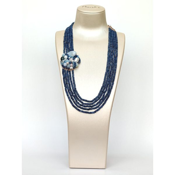 Colier epic din agat albastru safir perle si acvamarin 2 Colier epic din agat albastru safir perle si acvamarin 2