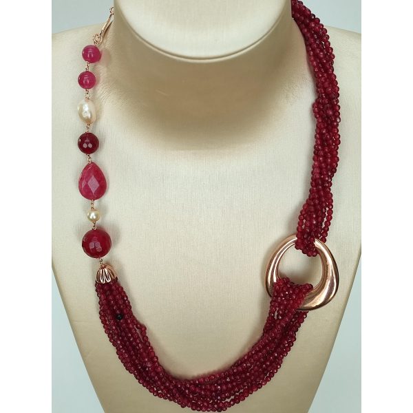Colier epic din agat rubiniu jad rosu si perle 1 Colier epic din agat rubiniu jad rosu si perle 1