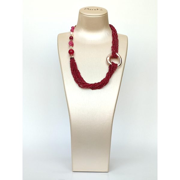 Colier epic din agat rubiniu jad rosu si perle 2 Colier epic din agat rubiniu jad rosu si perle 2
