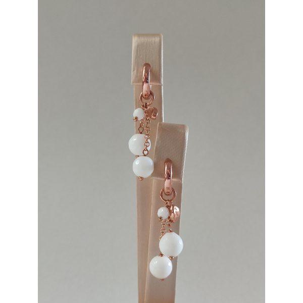 Cercei cherry cu pandantive din agat alb Cercei cherry cu pandantive din agat alb