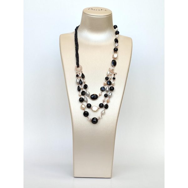 Colier diva din agat negru si perle 2 Colier diva din agat negru si perle 2