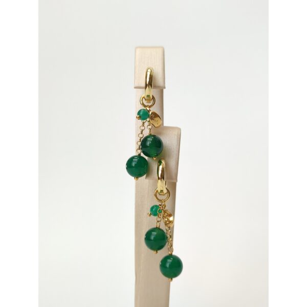 Cercei cherry cu pandantive din agat verde smarald Cercei cherry cu pandantive din agat verde smarald
