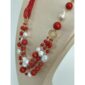Colier diva din coral de bambus rosu si perle