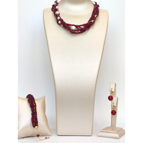 Colier greta din agat rubiniu si perle Colier greta din agat rubiniu si perle