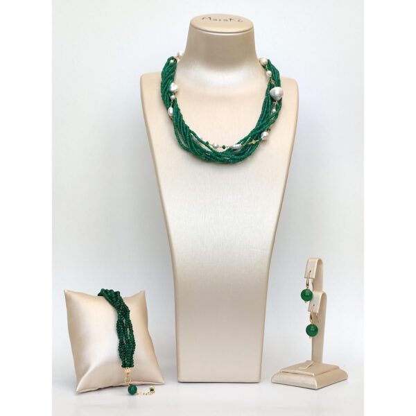 Colier greta din agat verde smarald si perle 2 Colier greta din agat verde smarald si perle 2