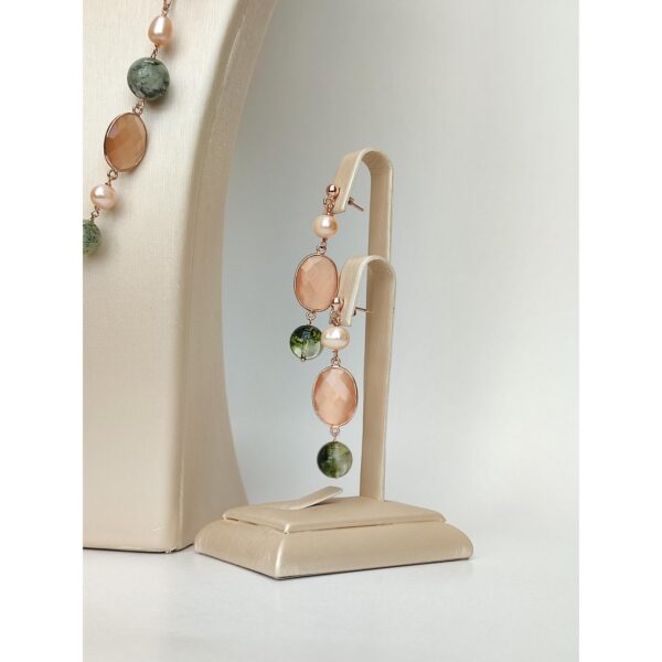 Set gloria din jad cuart si perle roz 1 Set gloria din jad cuart si perle roz 1