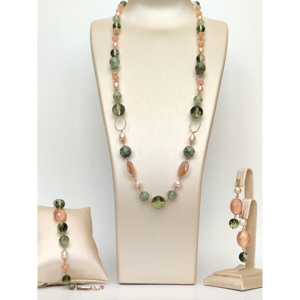 Set gloria din jad cuart si perle roz 2 Set gloria din jad cuart si perle roz 2