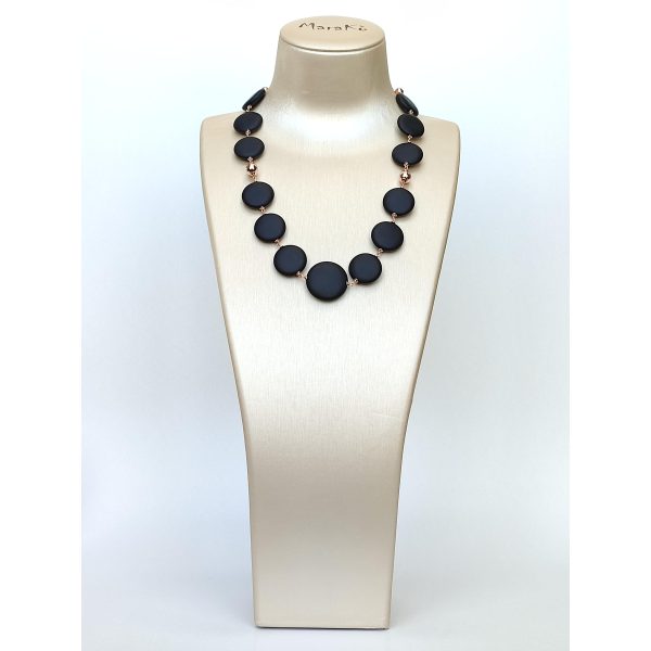 Set timeless cu discuri din agat negru satinat 6 Set timeless cu discuri din agat negru satinat 6