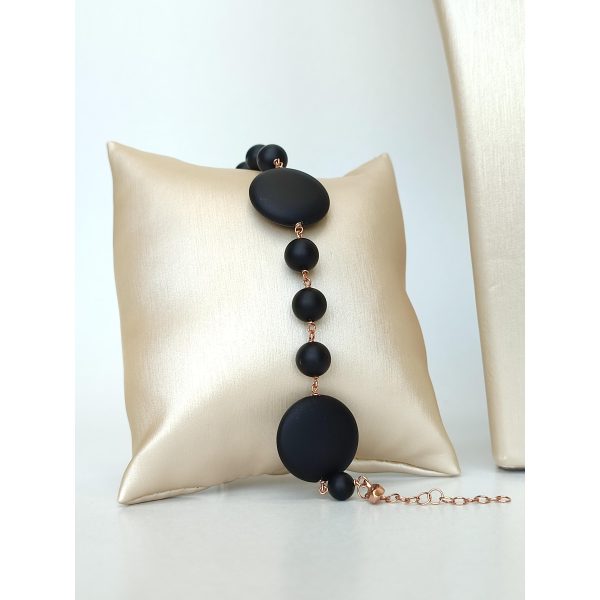 Set timeless cu discuri din agat negru satinat 7 Set timeless cu discuri din agat negru satinat 7