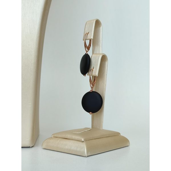 Set timeless cu discuri din agat negru satinat 8 Set timeless cu discuri din agat negru satinat 8