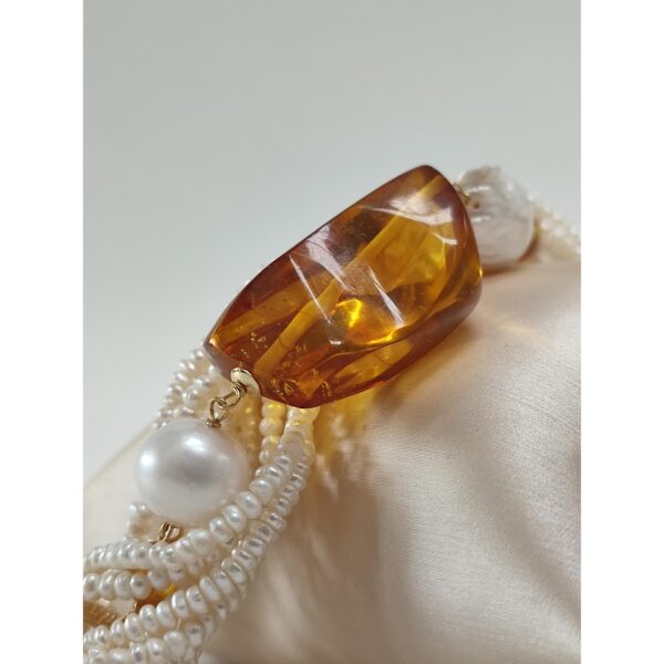 Bratara amberia din perle si chihlimbar mexican 1 Bratara amberia din perle si chihlimbar mexican 1