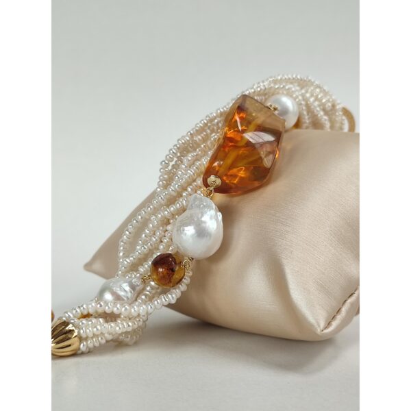 Bratara amberia din perle si chihlimbar mexican 4 Bratara amberia din perle si chihlimbar mexican 4