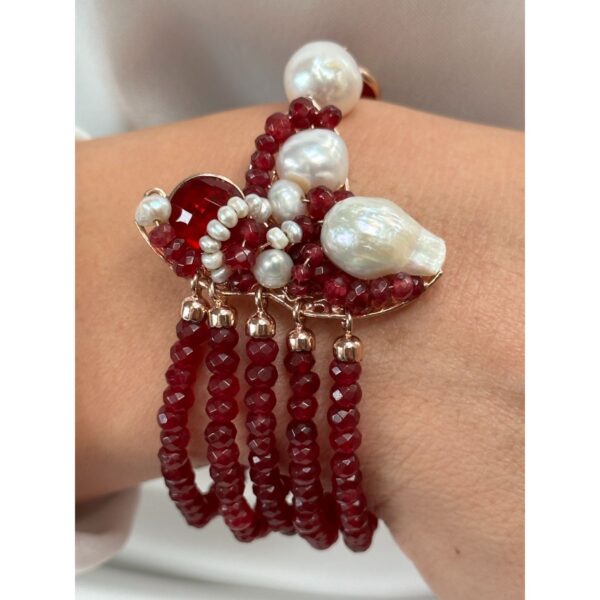 Bratara_Glam_din_Agat_rubiniu_si_perle_de_cultura_albe Bratara_Glam_din_Agat_rubiniu_si_perle_de_cultura_albe