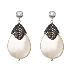 Cercei Pearl Drop din perle, marcasit și zirconiu