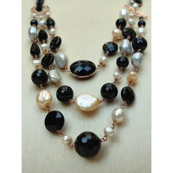 Colier diva din agat negru si perle 2 Colier diva din agat negru si perle 2