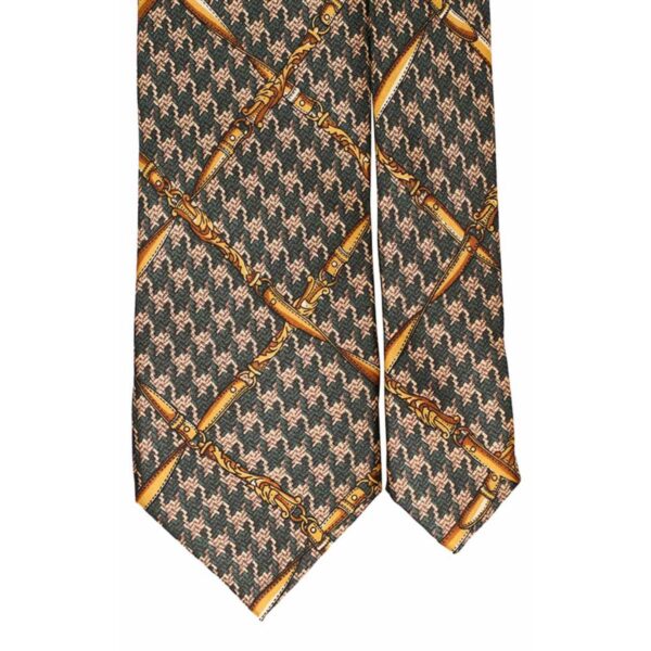 Cravatta-Uomo-Stampa-di-Seta-Verde-Pied-De-Poule-Beige-Fantasia-Gialla-Pala-4551 Cravatta-Uomo-Stampa-di-Seta-Verde-Pied-De-Poule-Beige-Fantasia-Gialla-Pala-4551