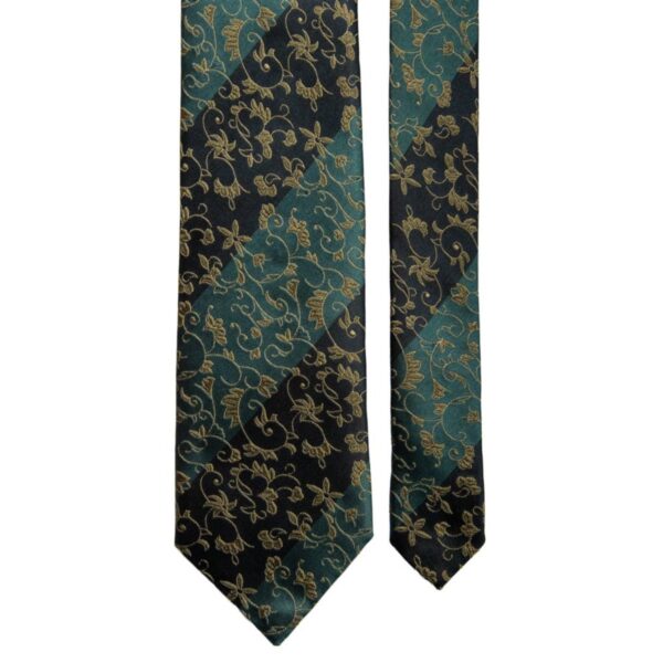 Cravatta-Vintage-Regimental-di-Seta-Blu-Avio-Blu-a-Fiori-Verdi-Pala-CV69 Cravatta-Vintage-Regimental-di-Seta-Blu-Avio-Blu-a-Fiori-Verdi-Pala-CV69