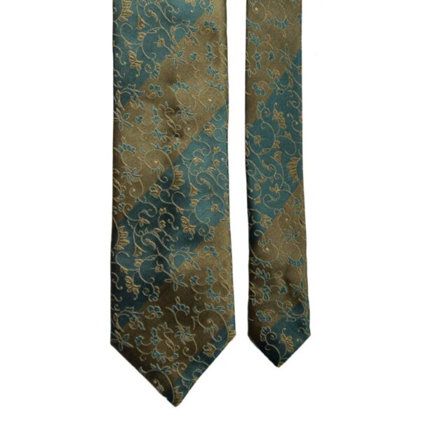 Cravatta-Vintage-Regimental-di-Seta-Blu-Avio-Verde-Oliva-a-Fiori-Tono-su-Tono-Pala-CV68 Cravatta-Vintage-Regimental-di-Seta-Blu-Avio-Verde-Oliva-a-Fiori-Tono-su-Tono-Pala-CV68