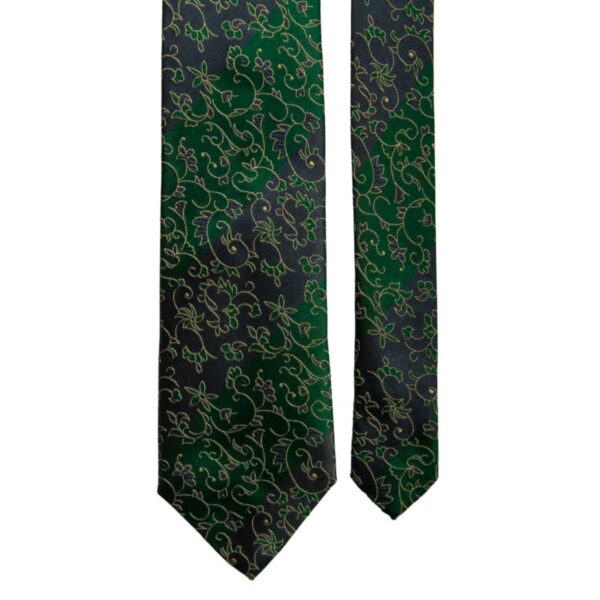 Cravatta-Vintage-Regimental-di-Seta-Blu-Verde-Bottiglia-a-Fiori-Tono-su-Tono-Pala-CV67 Cravatta-Vintage-Regimental-di-Seta-Blu-Verde-Bottiglia-a-Fiori-Tono-su-Tono-Pala-CV67