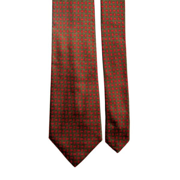 Cravatta-Vintage-di-Seta-VerdeBottiglia-Fantasia-Rosso-CV502-Pala Cravatta-Vintage-di-Seta-VerdeBottiglia-Fantasia-Rosso-CV502-Pala