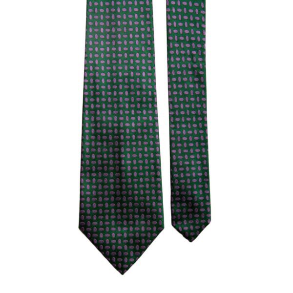 Cravatta-Vintage-di-Seta-VerdeBottiglia-Fantasia-Viola-CV503-Pala Cravatta-Vintage-di-Seta-VerdeBottiglia-Fantasia-Viola-CV503-Pala