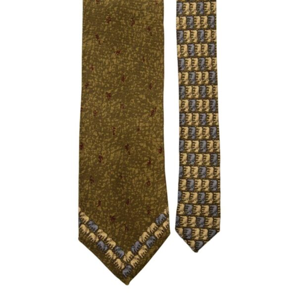 Cravatta-Vintage-in-Saia-di-Seta-Verde-Fantasia-Nodo-in-Contrasto-con-Animali-Pala-CV10 Cravatta-Vintage-in-Saia-di-Seta-Verde-Fantasia-Nodo-in-Contrasto-con-Animali-Pala-CV10