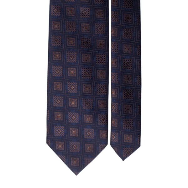 Cravatta-di-Seta-Blu-Fantasia-Marrone-Pala-1437 Cravatta-di-Seta-Blu-Fantasia-Marrone-Pala-1437