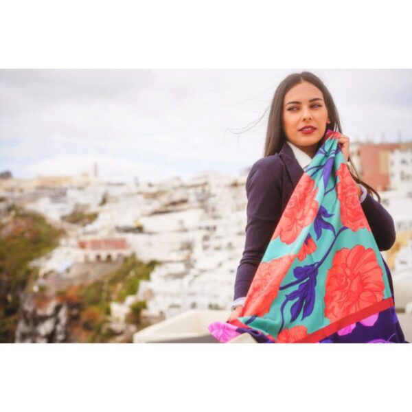 Paeonia-Blossoms-–-Royal-Blue-Turquoise-2 Batic-Paeonia-Blossoms-Albastru-Royal-Turcoaz