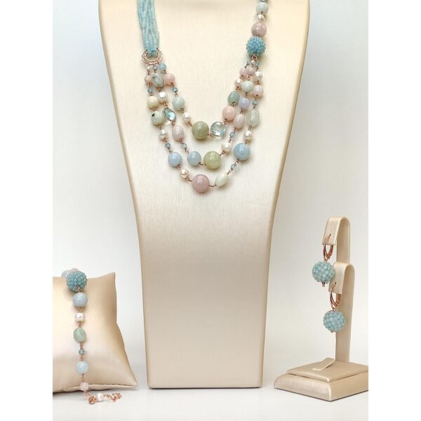 Set diva din acvamarin morganit si perle 1 Set diva din acvamarin morganit si perle 1